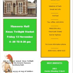 Manoora Hall – XMAS Twilight Market – Friday 13th Dec 2020