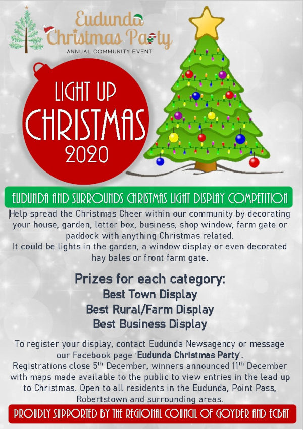 Eudunda Christmas Party - Light Up Christmas 2020 - Poster