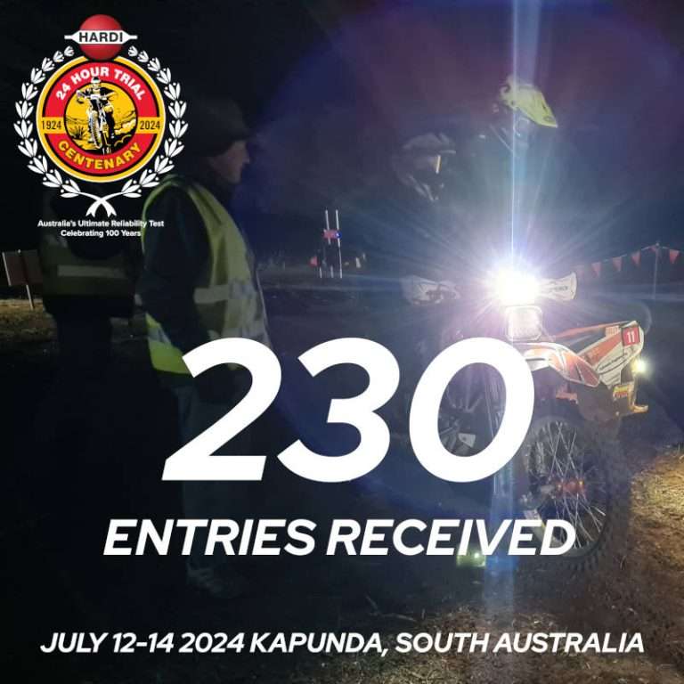 24 Hour Trial Centenary Event - July 12-14 2024 - Kapunda SA - 230 Entries Filled Event