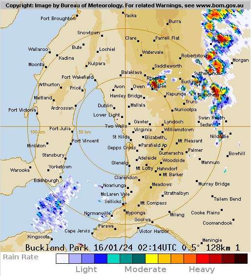 BOM Radar 128 - 160124 at 13-16pm