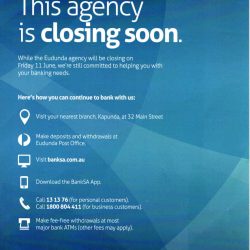 BankSA Eudunda Agency To Close on Friday 11th June 2021