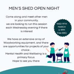 Blokes & Burgers – Mens Shed Open Night – 19th March 2025