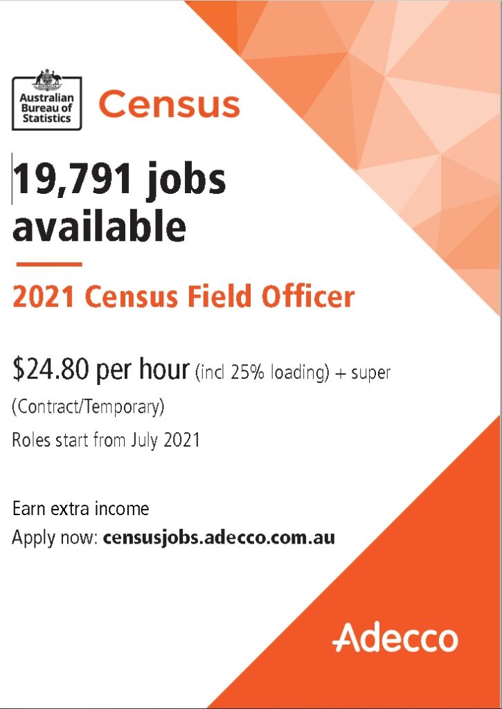 2021 Census Field Officer Jobs Poster - Aug 2021