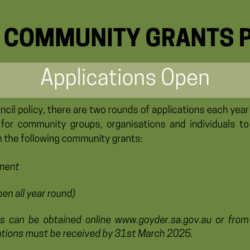 Regional Council Of Goyder – Community Grants Program Still Open in March 2025