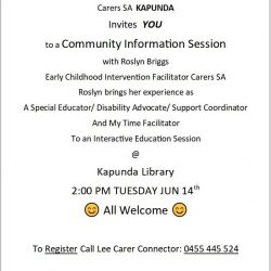 Community Information – Kapunda, Tues 14th June 2022 – Interactive Education Session