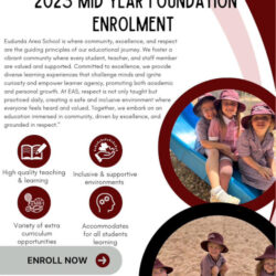 Eudunda Area School – 2025 Mid Year Foundation Enrolment