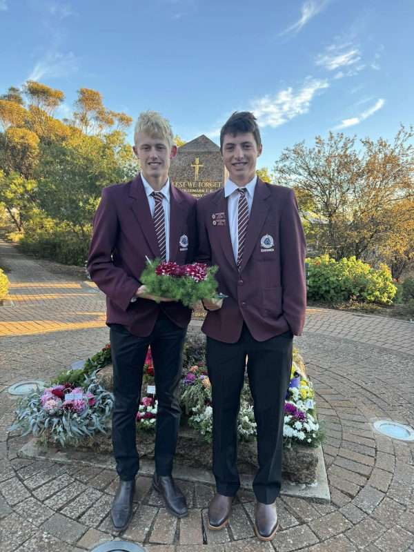 Eudunda Area School Prefects, Roebuck, Jack Schiller lay a wreath at Eudunda