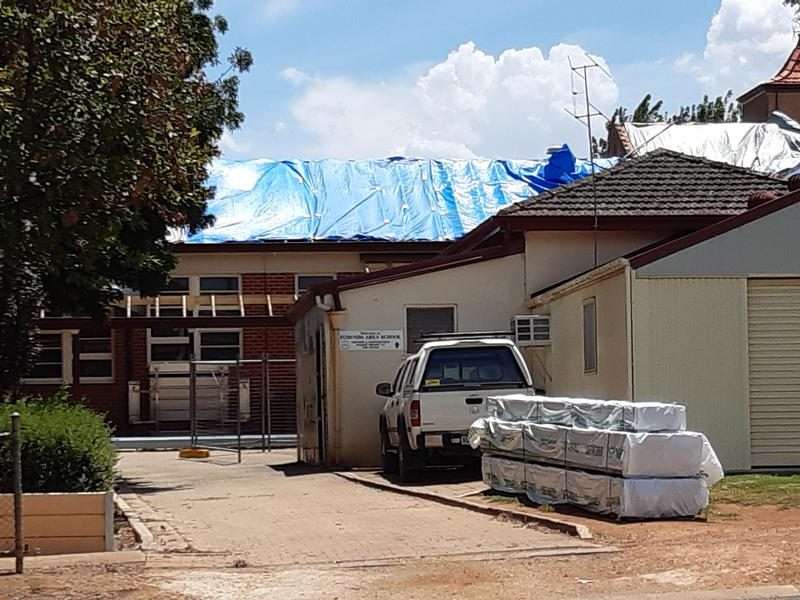 Eudunda Area School Roof Reno - Tarps in place