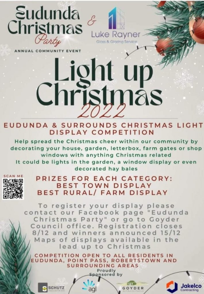 Eudunda Christmas Party - 9th Dec 2022 - Light Up Christmas 2022 poster