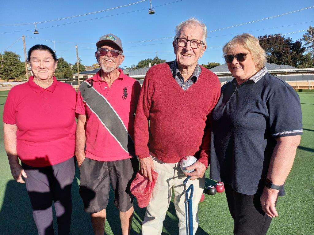 Eudunda Friday Social Bowls Joy Fiegert, Ted Schiller, Bob Leditschke, Coral Schutz