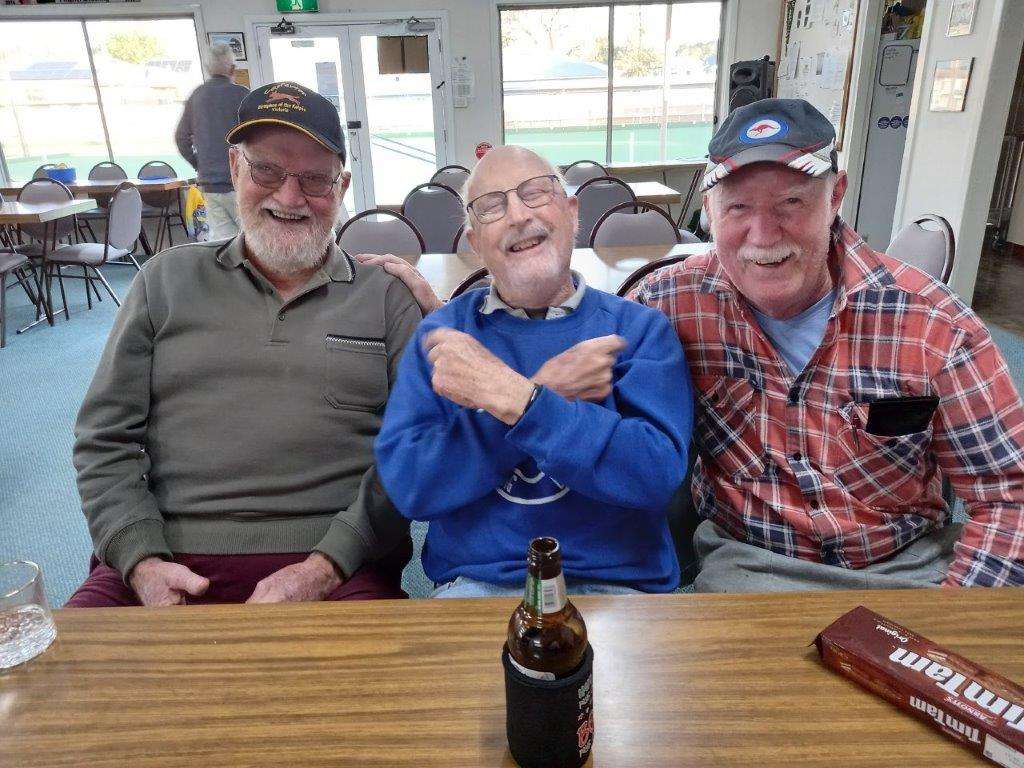 Eudunda Friday Social Bowls Ron Hams, Ted Bowden and Preston Eva