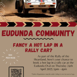 Eudunda Community Great Opportunity to do a Hot Lap in a Rally Car – 24th April 2025