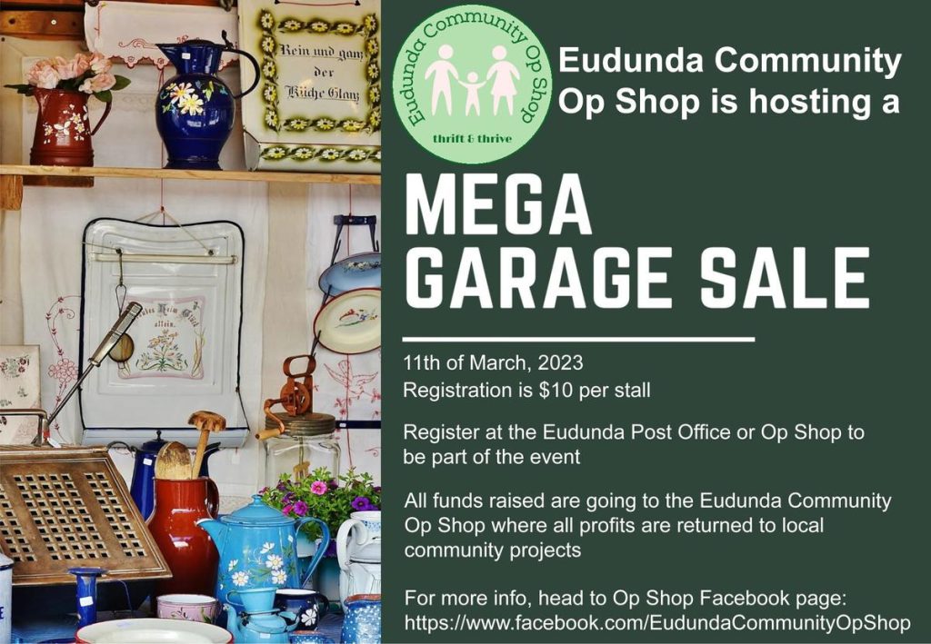 Eudunda Mega Garage Sale 11th March 2023 Register Your Site Now