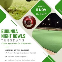 Eudunda Night Bowls Starts This Tuesday 5th Nov 2024 – Come And Have Some Fun!