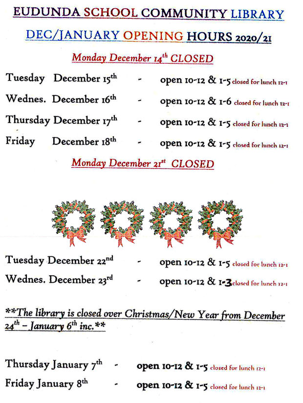 Eudunda School Community Library - Dec 2020 - Jan 2021 School Holiday Times - page 1