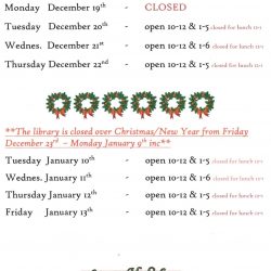 Library Public Times – School Holidays Jan 2023