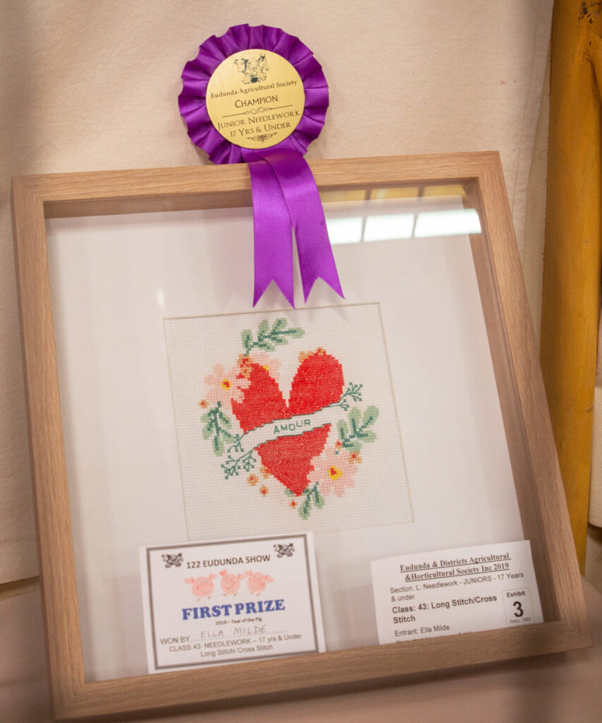 Eudunda Show 2019 - First Prize Needlework Class 43 17yrs & Under Long Stitch-Cross Stich Winner Ella Milde Photo by Robyn Bradbrook