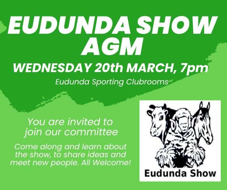 Eudunda Show AGM 2024 Notice Wed 20th March