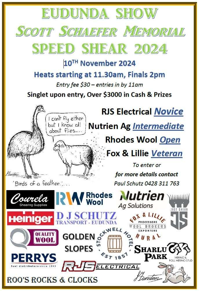 Eudunda Show - Scott Schaefer Memorial Speed Shear 2024 - Poster