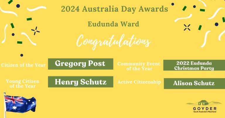 Eudunda Ward Australia Day Award Recipients for 2024