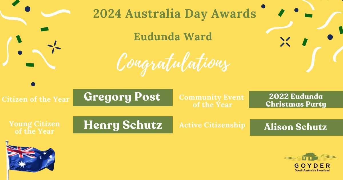 Congratulations to the Eudunda & Robertstown Wards Australia Day Award