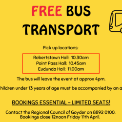 FREE Bus Transport to YAC Family Fun Day – Eudunda Skate Park – 13th April 2025
