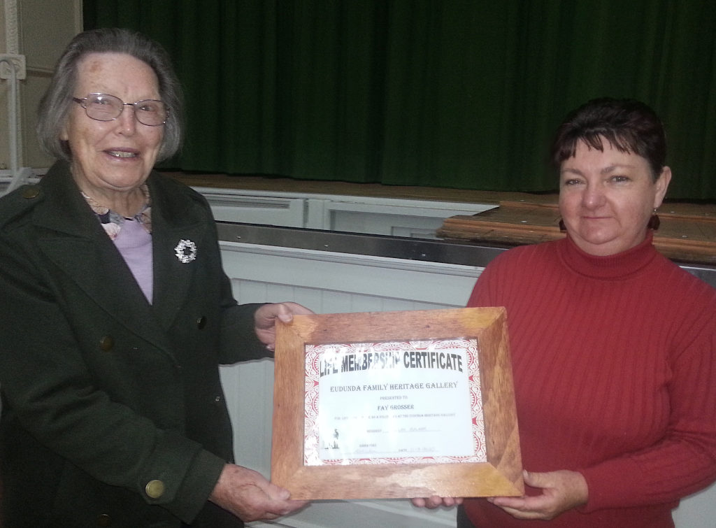 Fay Grosser Life Membership - presented by Delilah Balmer (Chair EFHG)