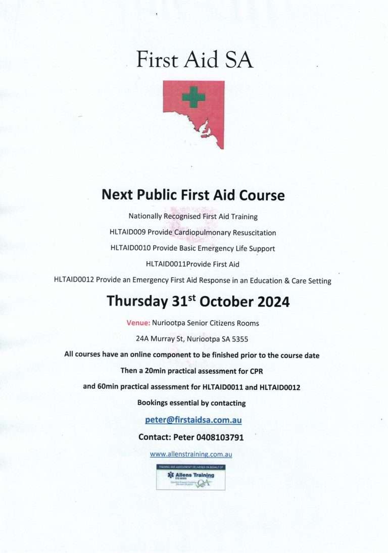 First Aid SA - Public First Aid Course - 31st Oct 2024 - Nuri