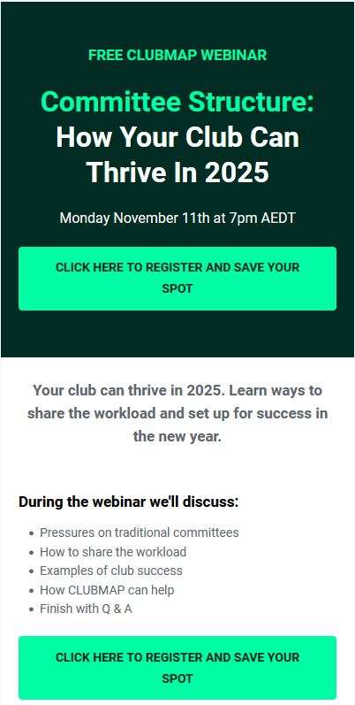 Free Clubmap Webinar - Committee Structure - How Your Club Can Thrive in 2025 - Nov 11th 2024