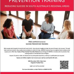 Free Suicide Prevention Training – Angaston- 28th Nov 2022