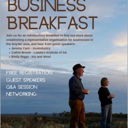Goyder Business Breakfast – Thur 27th Oct 2022 At The Burra Town Hall.