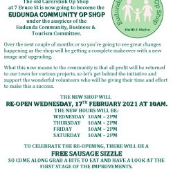 Eudunda Community Op Shop – You Are Welcome To Opening Today 17th Feb 2021 At 10am