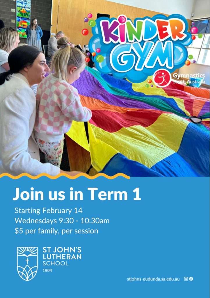 Kinder Gym Term 1 Starts 14th Feb 2024 - St Johns Lutheran School