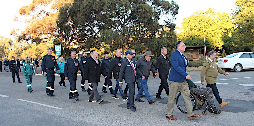 Local RSL Members March to the Clubrooms on ANZAC morning 2024