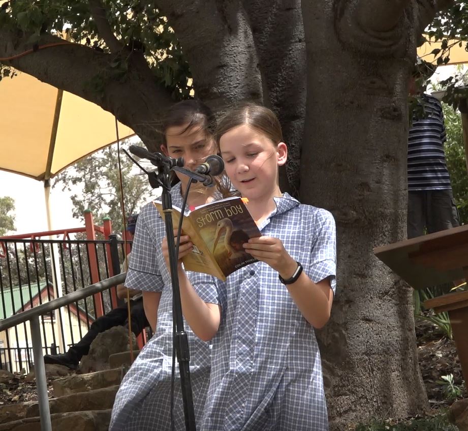 Lucy Mosey reading Storm Boy - photo Peter Herriman