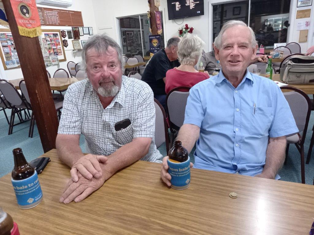 Mally Schutz and Kip Laucke socializing after Eudunda Night Bowls