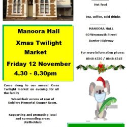 Manoora Hall – XMAS Twilight Market – Friday 12th Nov 2021