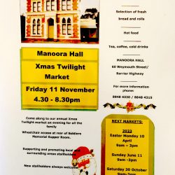 Manoora Hall – XMAS Twilight Market – Friday 11th Nov 2022