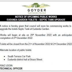 NOTICE – Eudunda Garden Toilets Septic Tank Upgrade
