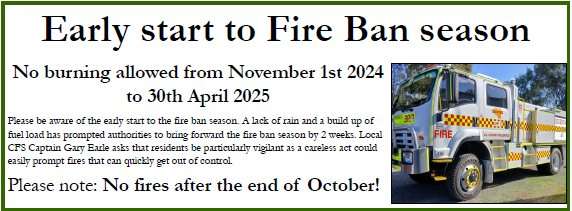 No burning allowed from November 1st 2024 to 30th April 2025