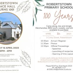 Double Celebration At Robertstown With Peace Hall & Primary School Both Celebrating 100th on Sun 16th April 2023