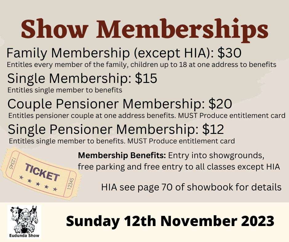 Eudunda Show Memberships 2023