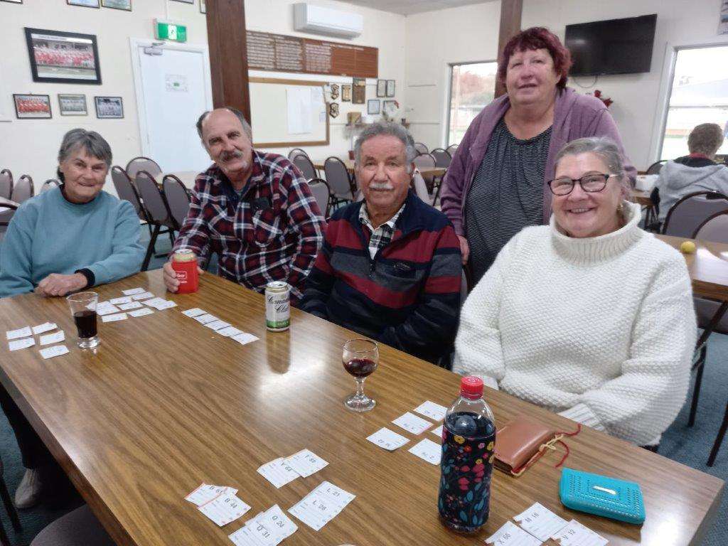 Socializing after the game -Joy Hams, Hermann Kloss, Jack Trotta, Katrina Turner, Joan Stam