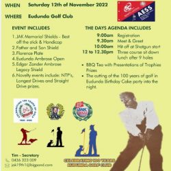 JAK Golf Day Is Back! 12th Nov 2022 – Plus Celebrating 100 years of Eudunda Golf Club