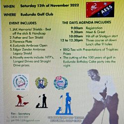 JAK Golf Day Is Back! 12th Nov 2022 – Celebrating 100 years of Eudunda Golf Club