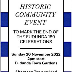 Last Event for 150th – Time Capsule, Appelt Lane, Reimann Man. Sculpture & Afternoon Tea – 20th Nov 2022