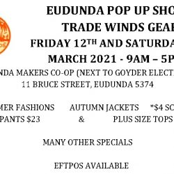 Trade Winds Gear Clothing – Pop Up Shop at Eudunda Fri 12th & Sat 13th March 2021